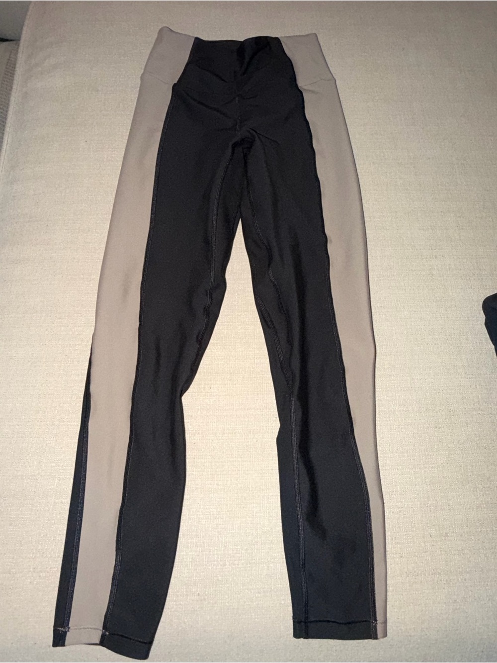 Abercrombie & Fitch Black and Taupe Colorblock Leggings